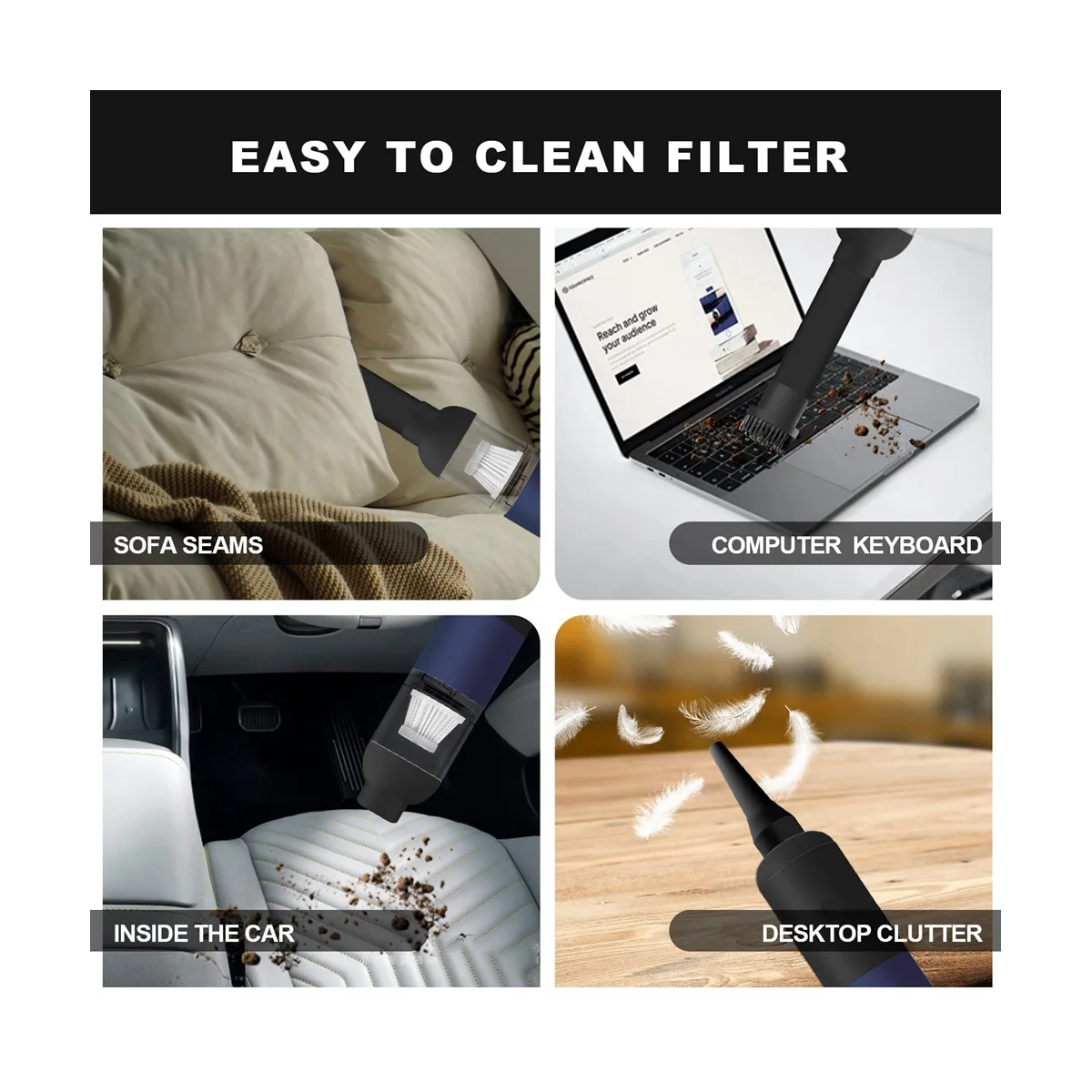 Fashion Handheld Vacuum Cordless Powerful Portable Handheld Vacuum Cleaner for Car Home Office Pets Hair Cleaning,C