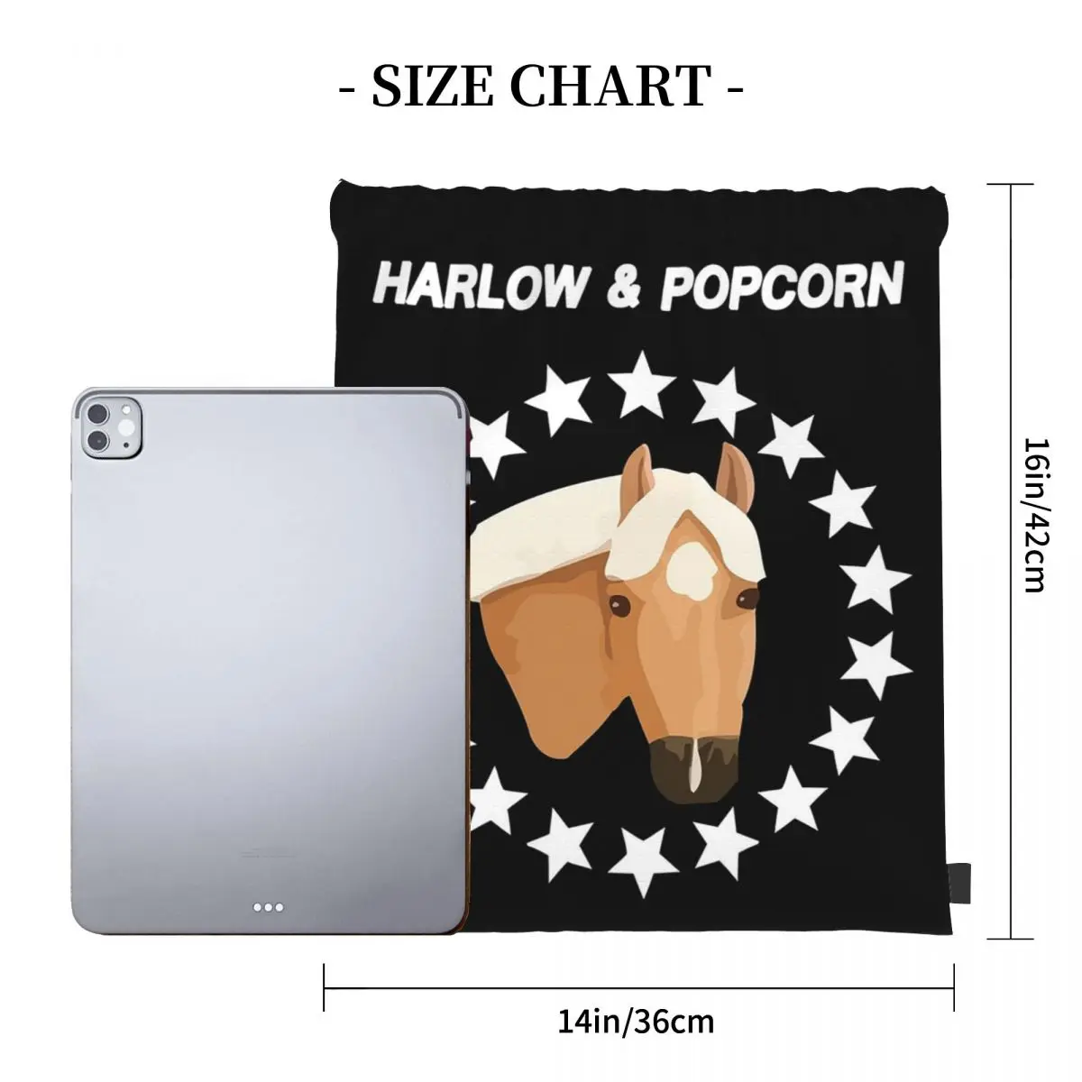 Harlow And Popcorn Merch Popcorn The Pony Backpacks Fashion Portable Drawstring Bundle Pocket Sports Bag Book Bags For Travel