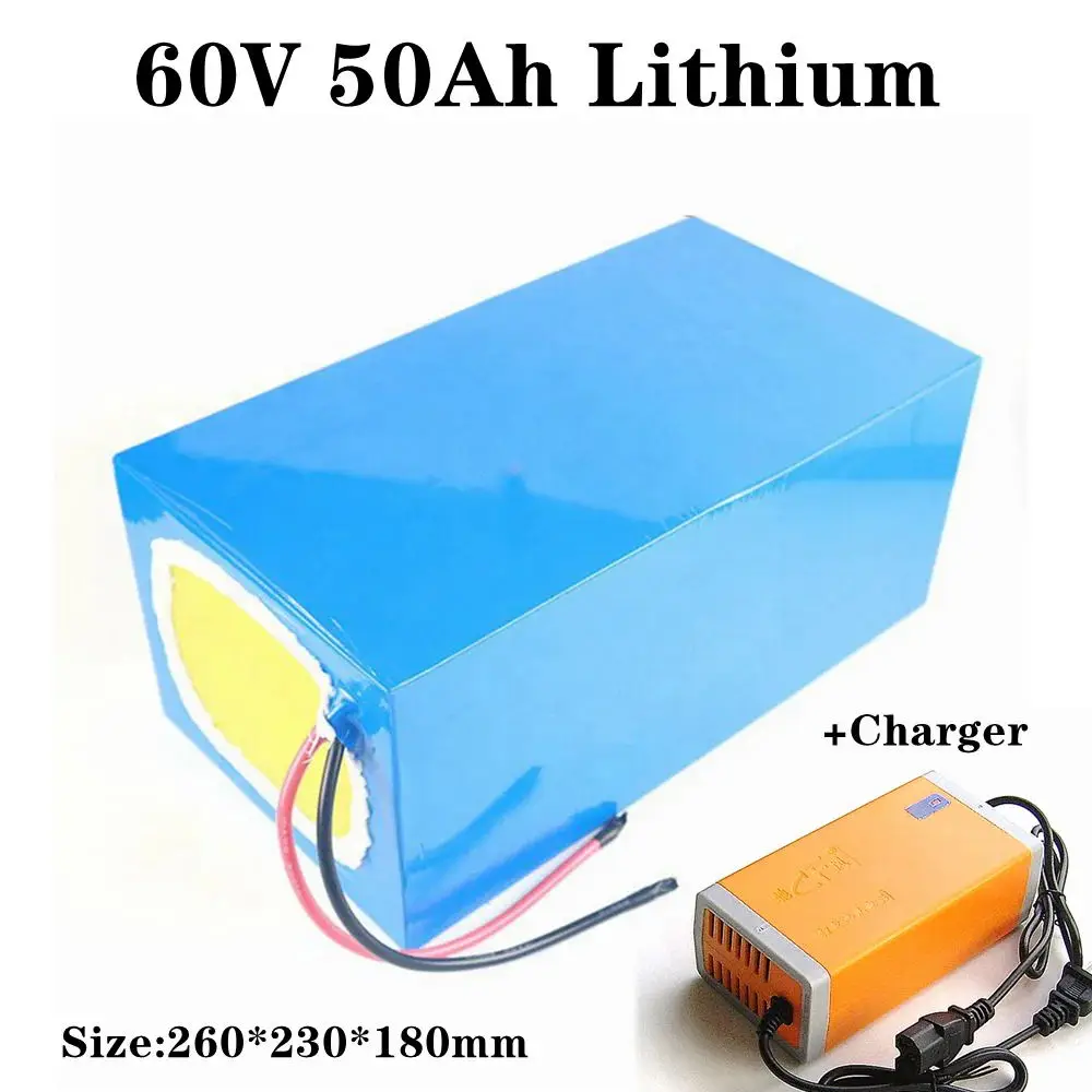 Lithium 60V 50Ah li ion battery pack with BMS for 4800w welectric scooter power supply motorcycle energy storage +5A charger