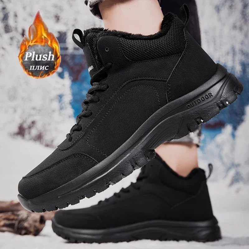 ELUVA Men Waterproof Snow Boots Winter Boots Fur Lined Non Slip Lightweight Thermal Comfort Hiking Outdoor Work Shoes Man