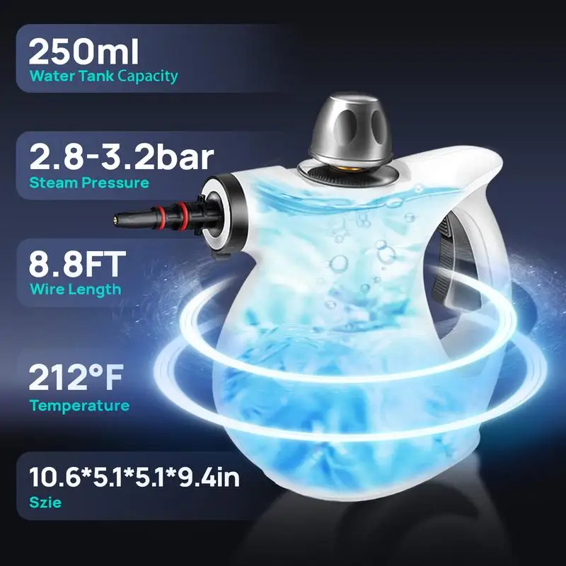 Redhut [2025] Pressurized Handheld Multi-Surface Natural Steam Cleaner with 12 pcs Accessories Powerful, Chemical-Free