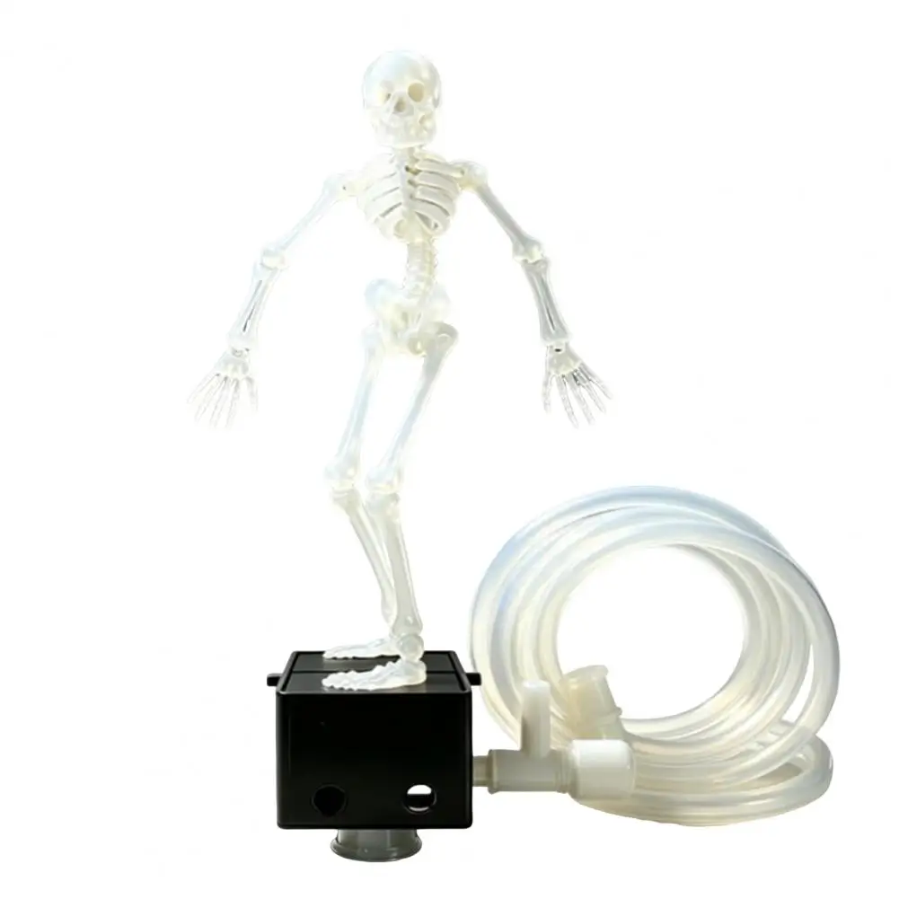 Flexible Jointed Skeleton Halloween Aquarium Dancing Skeleton Ornament Bubble-driven Moving Joints Decor Realistic Swing Skull