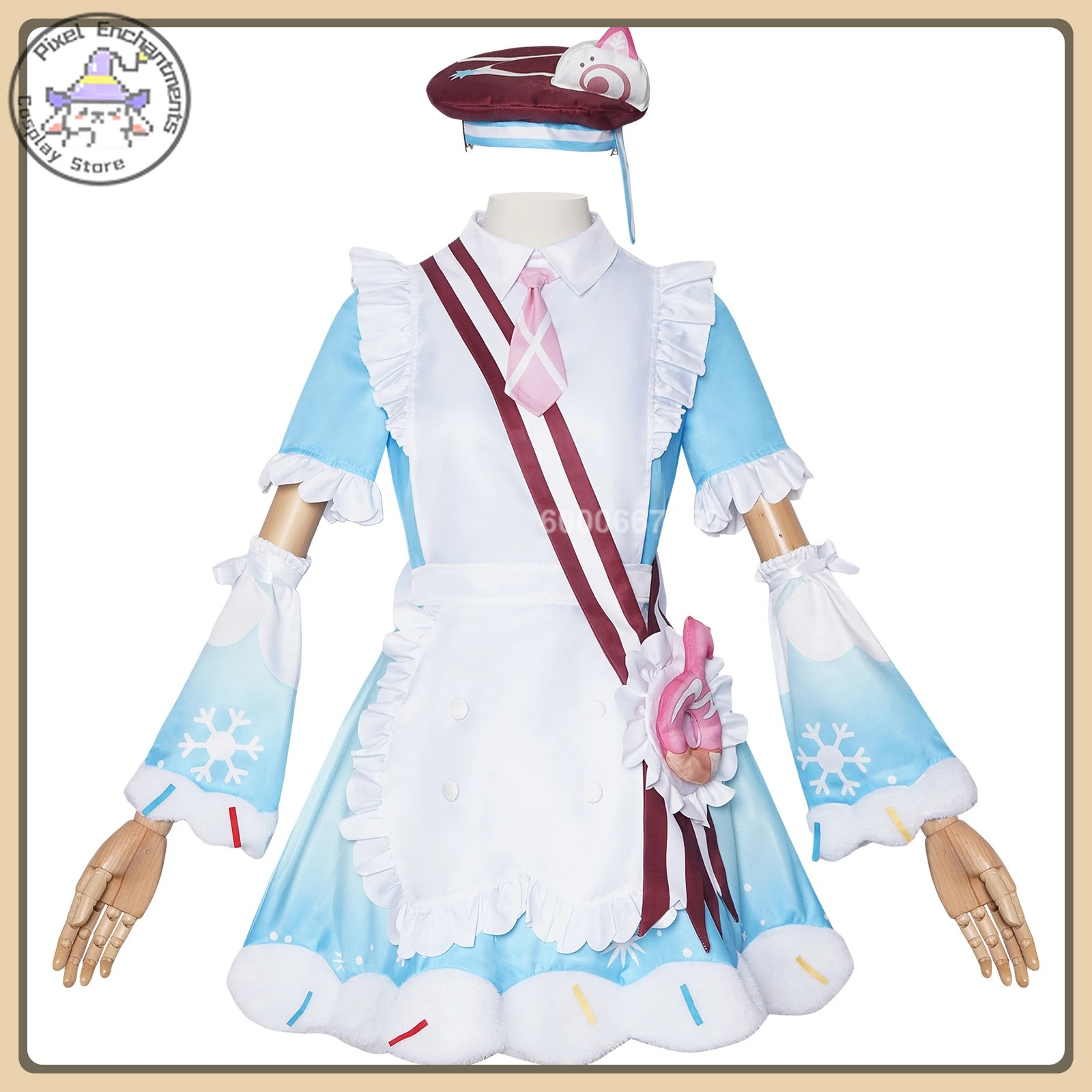 

Hot Virtual Idol Cosplay Costume Cute Lolita Dress + Hat Set High Quality Halloween Party Suit Anime Outfit (Female Adult/Kid)