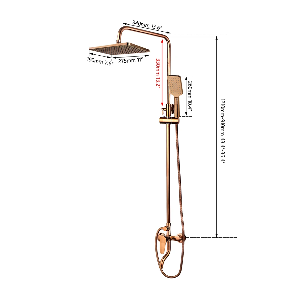 Imagem -02 - Torayvino-solid Brass Shower Faucet Conjunto de Sistema de Chuveiro de Mão Misturador de Banheira de Banheiro Spray de Chuva Ouro Rosa Rosa