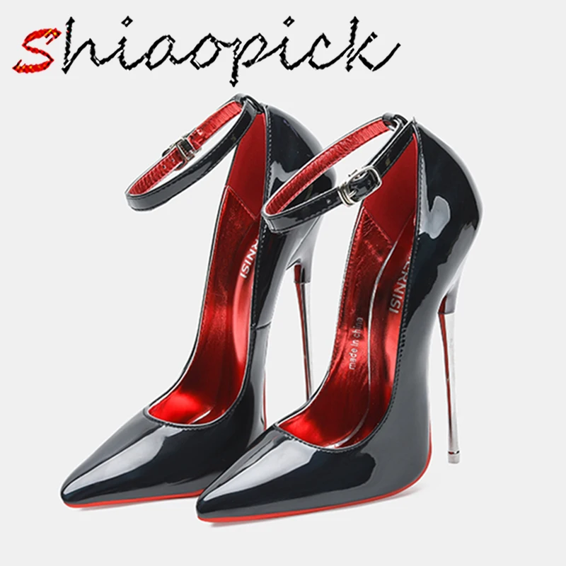 

16cm Extreme Metal High Heels Red inside Stilettos Sexy Laser Red Purple Women Pumps Fetish Model Men Unisex Shoes Customize