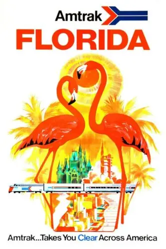 Florida Amtrak America Rail Train Travel Advert Retro Vintage Style Metal Sign