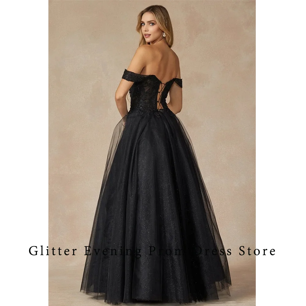 2024 Modern Sexy Prom Dresses For Women A-Line Appliques Off-Shoulder Backless Lace Up Custom Made Birthday Evening Party Grows