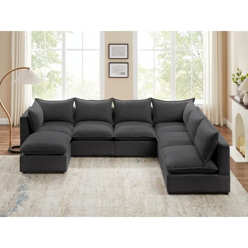 Modulares Schnitts ofa, umwandelbare U-förmige Sofa couch, modulare Schnitte mit Hockern, 8-Sitzer-Sofacouch (U-Form-Set-2)