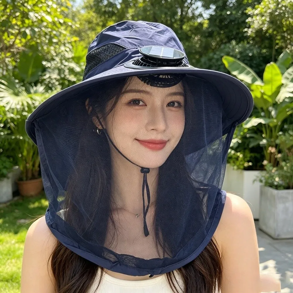 Portable UV Protection Solar Fan Hat Quick-Drying Wide Brim Fisherman Hat Sun Protection Foldable Sun Cap Summer