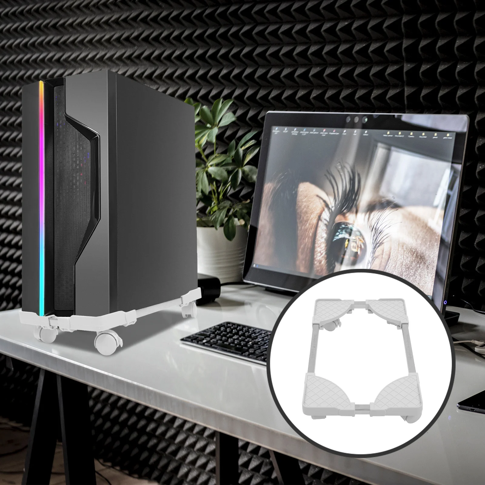 

Computer Tower For Pc Cpu Holder Movable With Wheels Heat Dissipation Design Floor Stand Under Desk Rolling