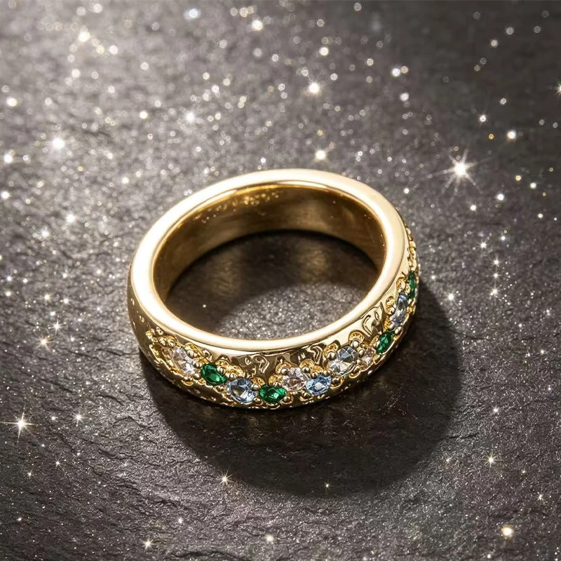 Huitan Opulent Dainty Rings for Engagement Exquisite Aesthetic Gentle Lady Jewelry for Women Trendy Sparkling Wedding Accessory