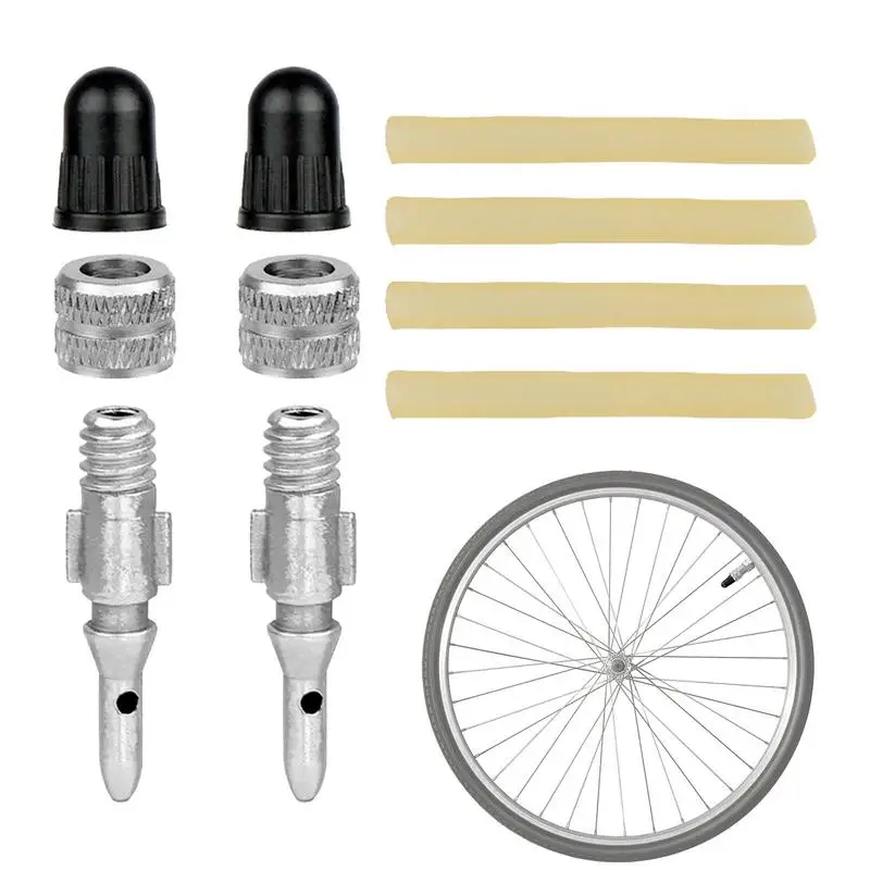 

Valve Stem Kit 2 PCS Alloy DV Rubber Seal Valve Caps Replacement Bikes Valve Set Lightweight High Pressure Double Seal Valve