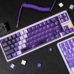 Gradient Purple keycaps Transparent Keycaps Cherry Profile UV pad print PC PBT Keycaps For Mechanical Keyboard Game Keyboard