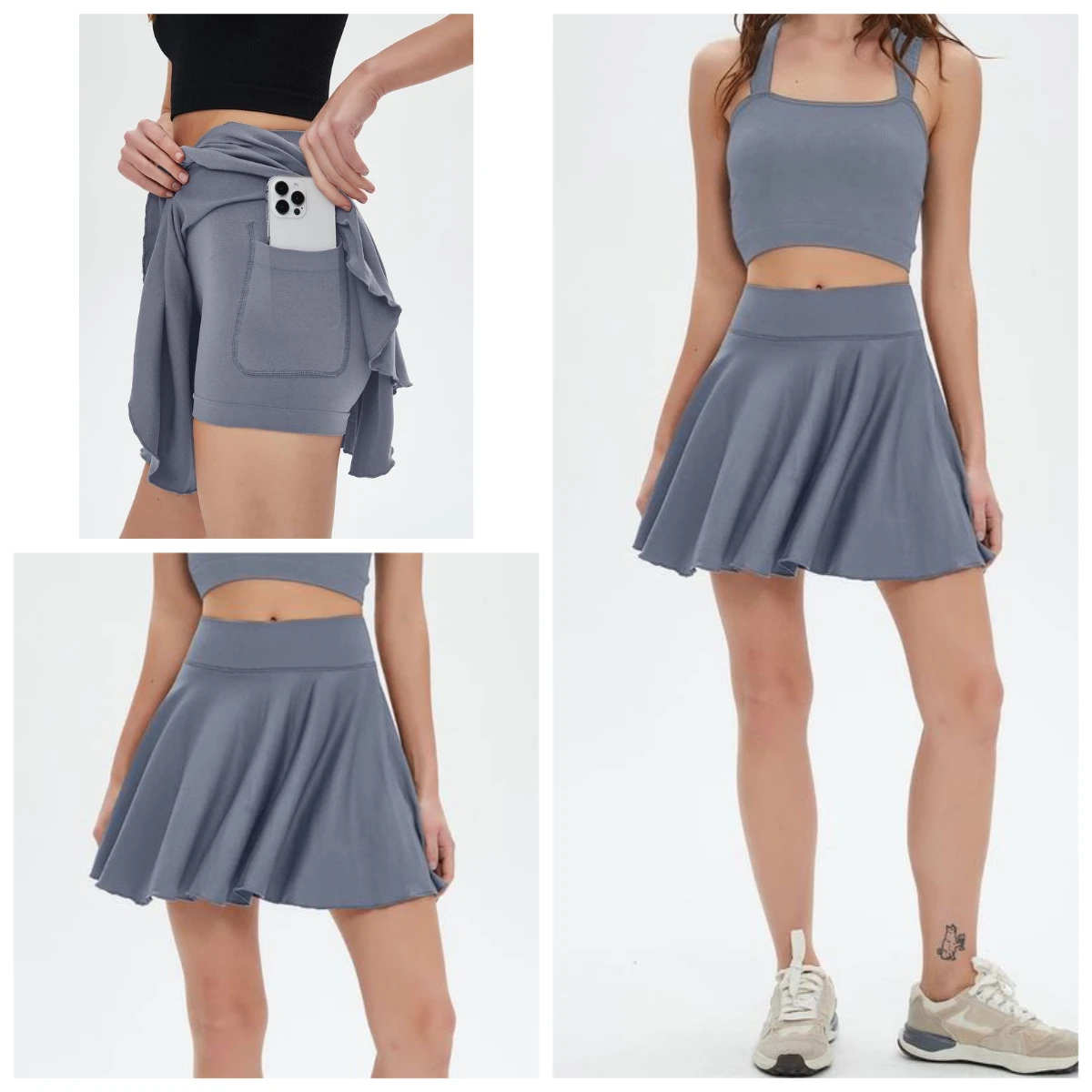 

Tennis Skirt Women's Yoga Badminton Pleated Skirt Fitness Sports Shorts Running Anti-light Pocket Yoga Skirt