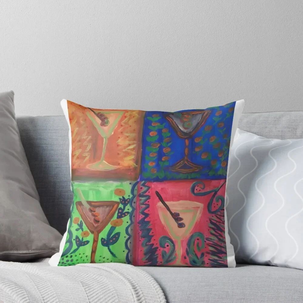 Martini's With Friends ~ Inspired by Andy Warhol Pop Art... by Andrea Horowitz Throw Pillow