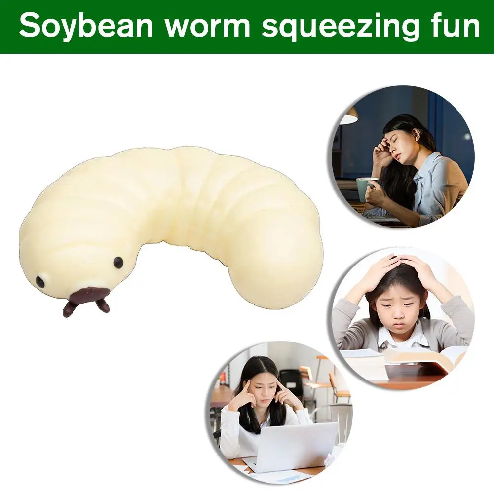 Flüssiger Sojabohnenwurm, Quetschspielzeug, lustiges Insekt, lindert Stress, Silikon-Entlüftungsspielzeug, klebriges, weiches Kneifen, dekomprimierendes Spielzeug