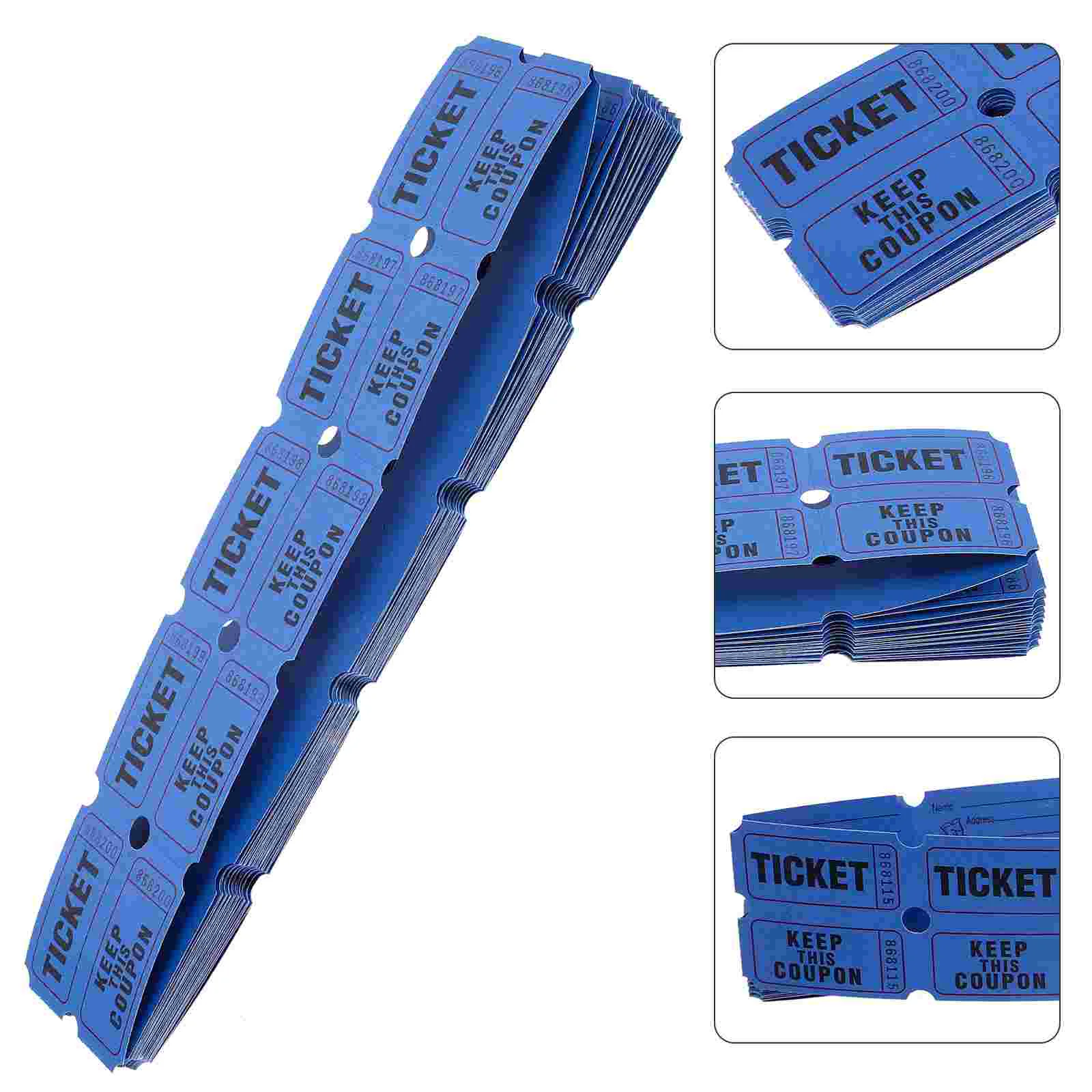 100 Pcs Carnival Tickets Lottery Draw Raffle Event Labels Bulk Fluorescence Concert Universal for Entrance Blue Baby Individual