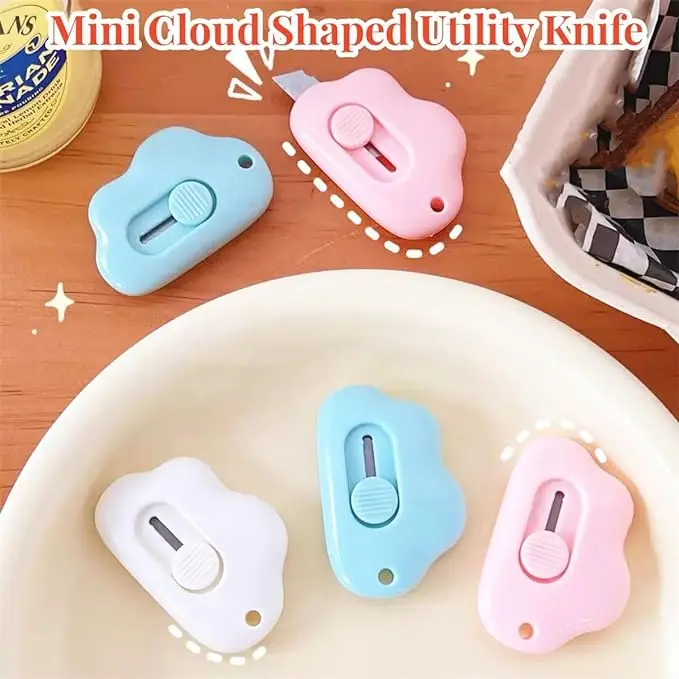 Kawaii Clouds Portable Utility Knife Unpack Express Unboxing Artifact Student School Learning Office Supplies