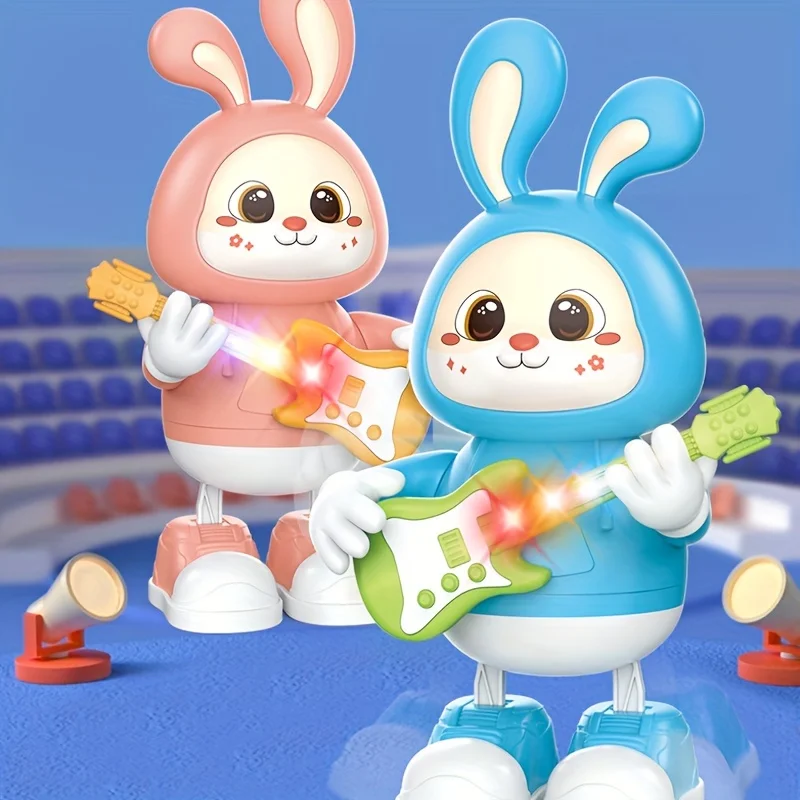 

Musical Dancing Rabbit Toy with Guitar Walking Singing Bunny Moving Toys for Baby with Music & Lights for Toddlers Easter Gift