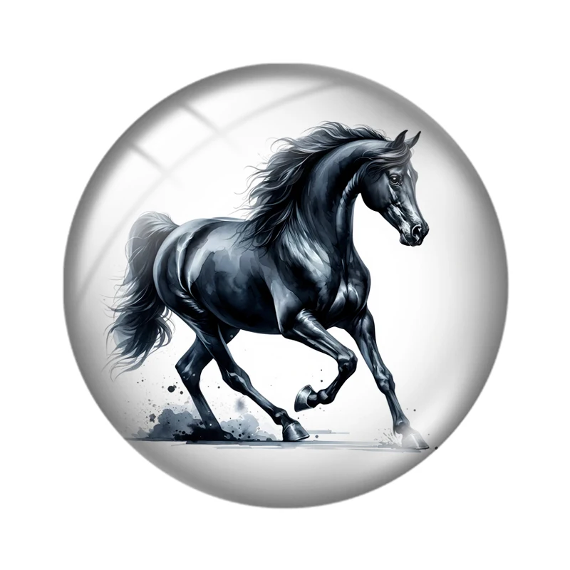 Arabian Horse 12mm/20mm/25mm Round glass cabochon flat back Making findings for custom DIY bracelets