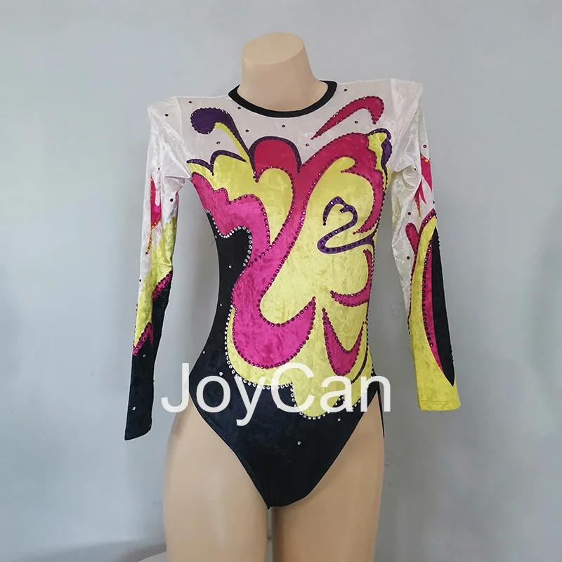 

JoyCan Rhthmic Gymnastics Leotards Girls Women Yellow Spandex Elegant Dance Wear for Competitiion