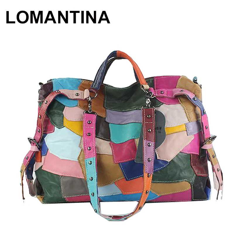 LOMANTINA Large Capacity Girl Shoulder Bags Colorful Rivet Female Cross-body Bags For Women Casual Tote Ladies Patchwork Purses