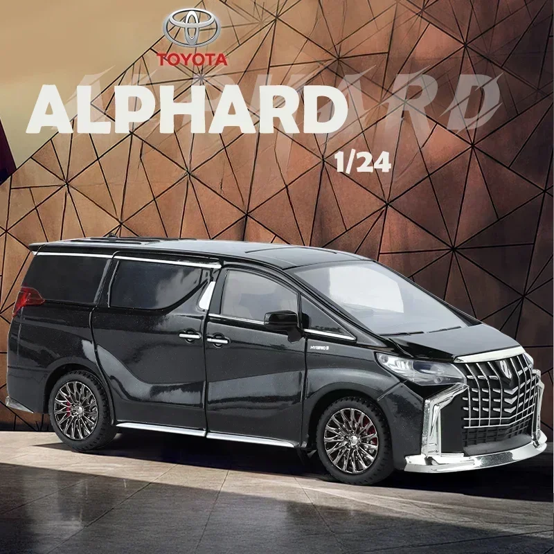 Alloy 1:24 Alphard MPV Car Model with Key Sound Light Diecast Toy Vehicle Kid Boy Gift Miniature Voiture