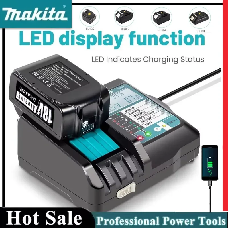 

Makita DC18RF Li-ion Battery Charger 3.5A Charging Current 14.4V 18V BL1830 Bl1430 DC18RC DC18RA Power Tool with USB