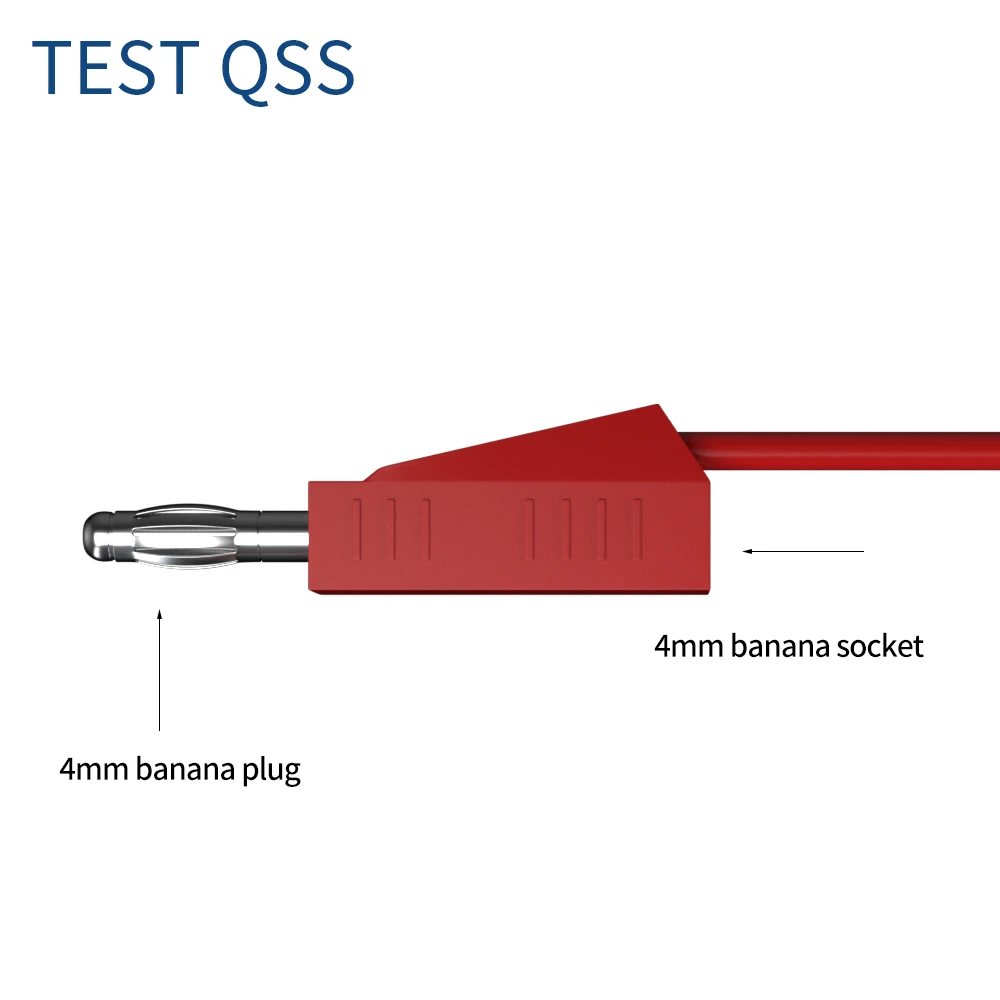 QSS 2PCS 4MM Stackable Banana Plug to Test Clip Test Lead Red Black 1M Electrical Tools Accessories