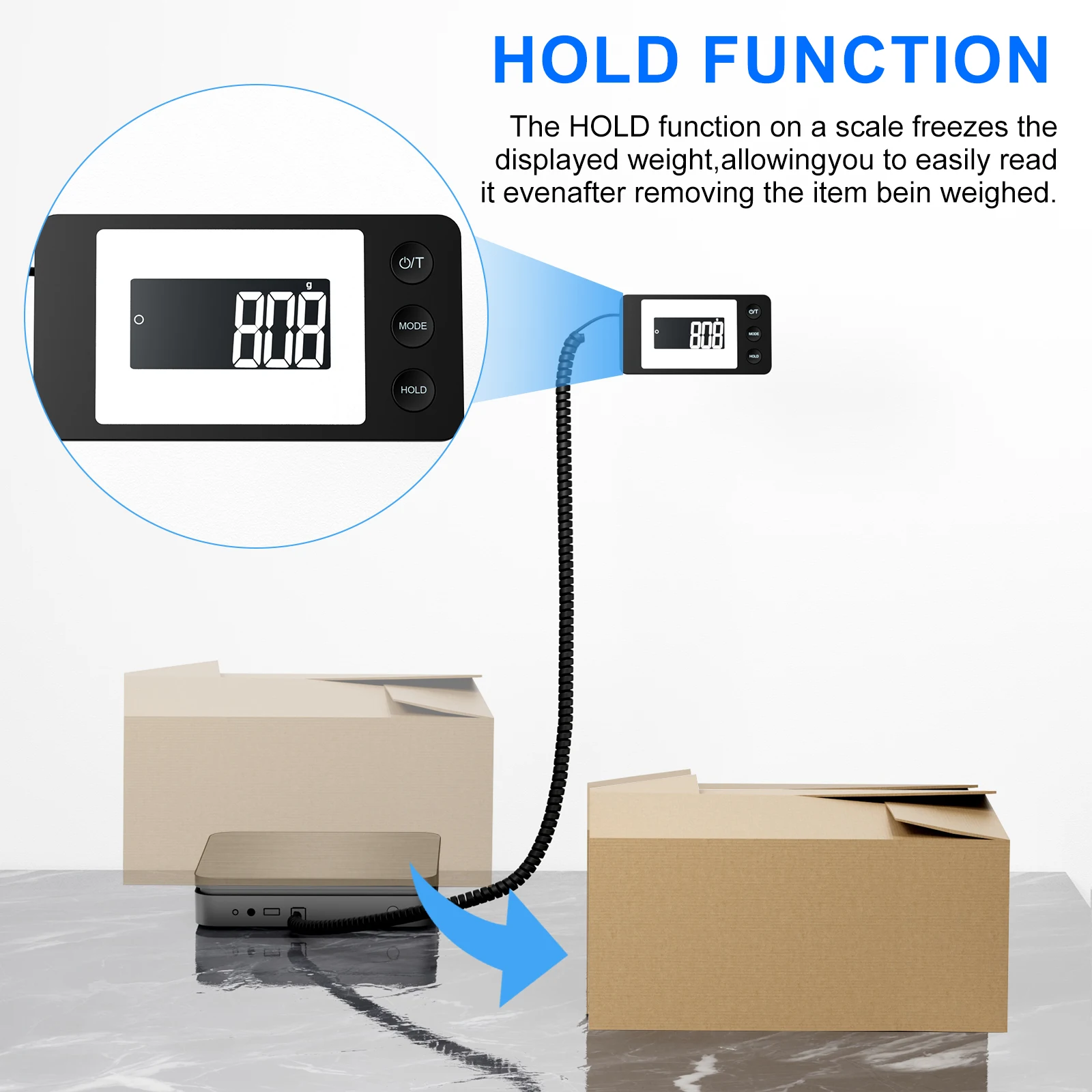 Portable Postal Scale with Separate Pan And Display Design 50kg High Capacity Battery Operated (2*AAA) Individual Weighing Machi