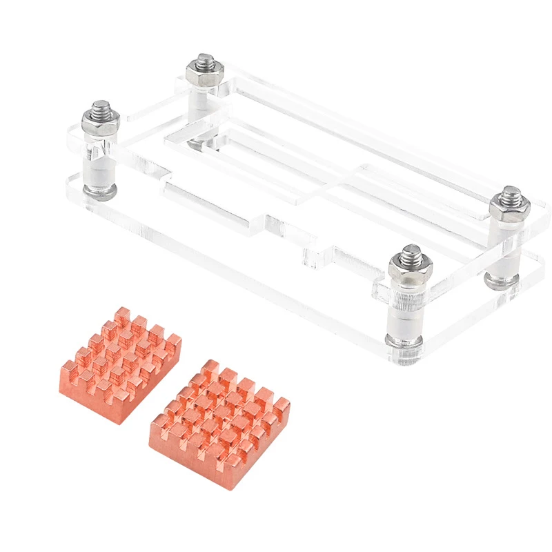 Orange Pi Zero 2W Acrylic Enclosure Case, Clear Protective Shell Kit with 2pcs Copper Heat Sink