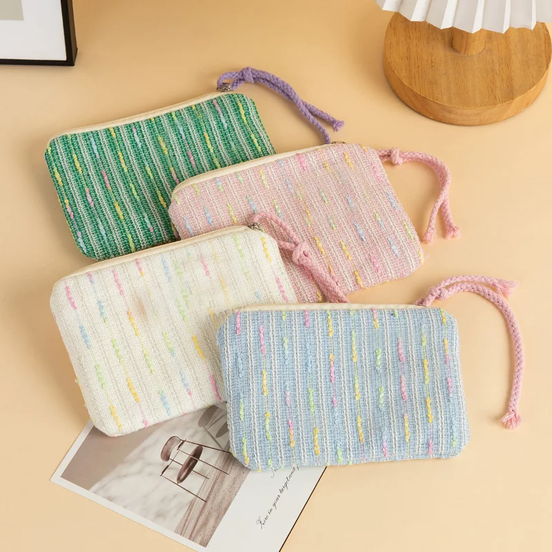 Small Coin Purses Storage Bags Canvas Coin Wallets For Lady Girls Earphone Coin Key Money Zipper Pouch