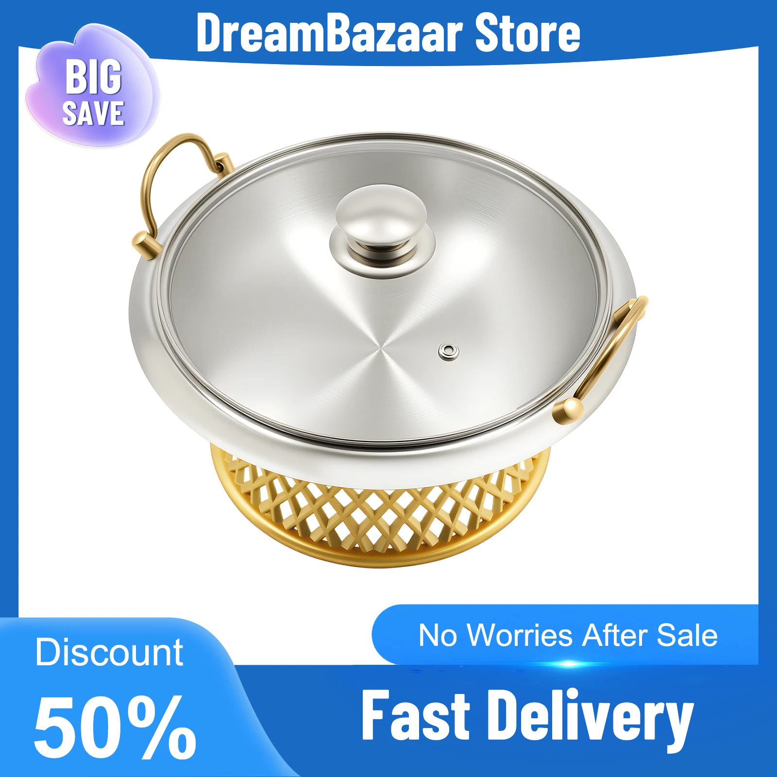 

Gold Food Warmer Chafing Dish with Alcohol Heater Large Capacity Catering Dish for Restaurant Kitchen Elegant Design with Handle