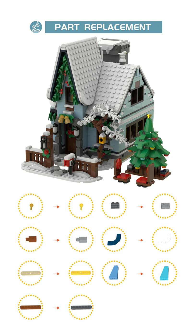 Bricklink MOC 10293 Santa's Visit Winter Village Cabin Modular Architecture Street View Sets Building Blocks Toys Christmas Gift