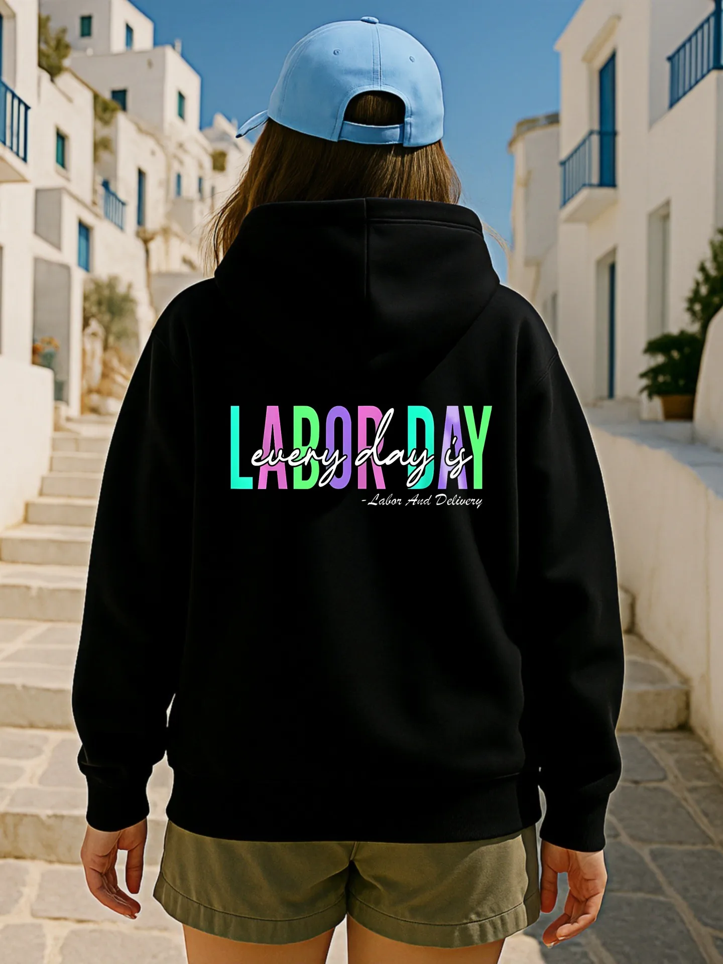 هوديي أساسي، طباعة حروف، جمالية كاجوال، قماش ناعم، ملابس يومية غير رسمية، للنساء