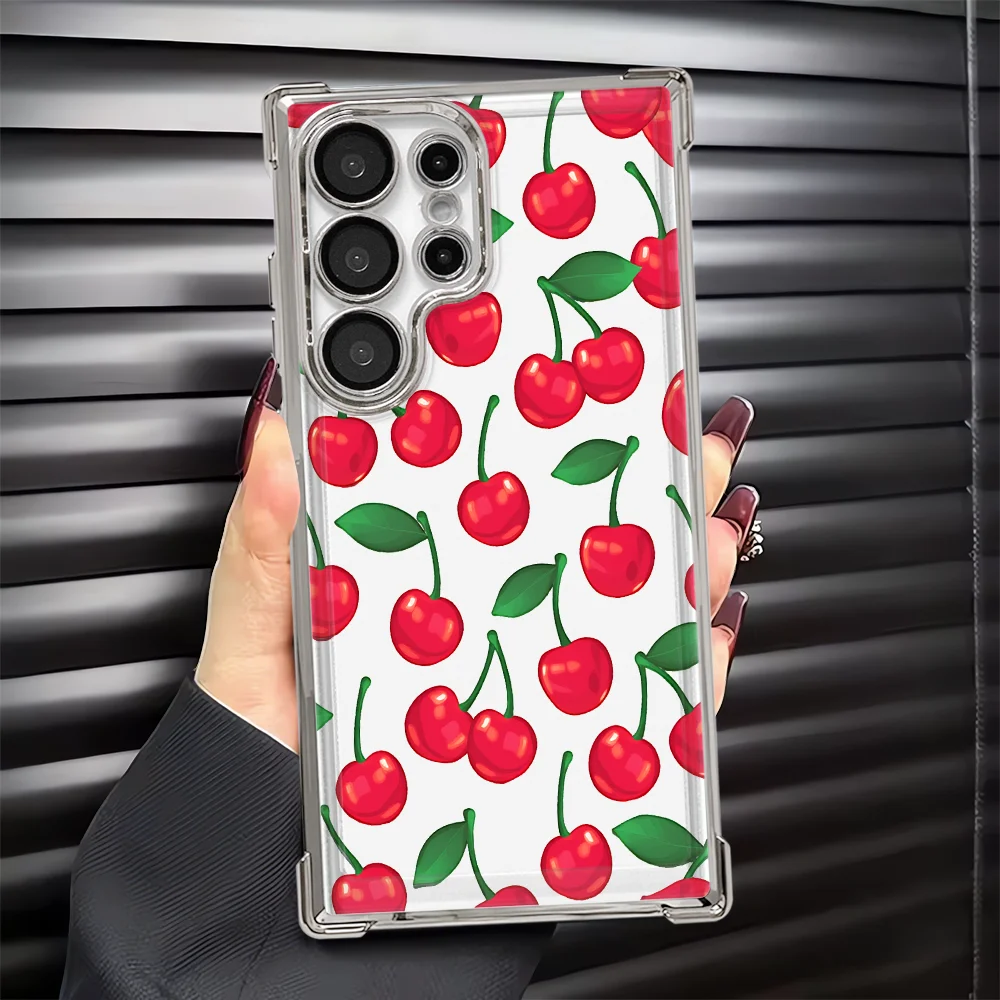 Case for Samsung Galaxy S26 Ultra S22 Ultra S25Ultra S24Ultra S24 S20 FE S23 S21 Plus S25 Edge Phone Cover Realistic Cherry