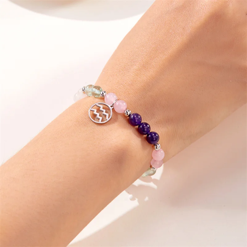 Pulsera con cuentas del zodiaco de 12 Aries, toro, Géminis, cáncer, Leo, Virgo, Libra, Escorpio, Acuario, Piscis, regalos, joyería para mujer