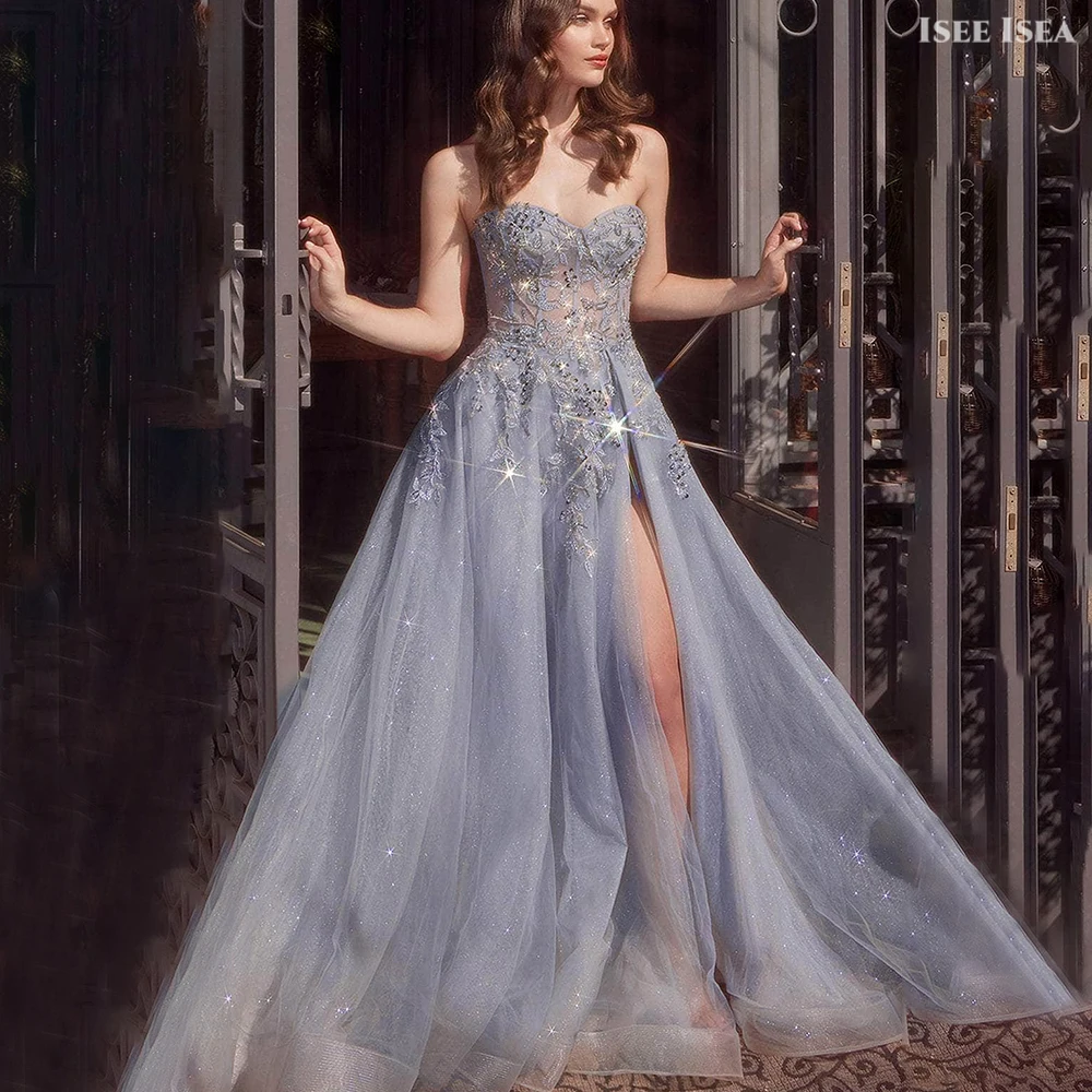 ชุดราตรีที่สวยหรูทูลกลิตเตอร์ فساتين سهرات Strapless A-Line โอกาสพิเศษชุดราตรี 2025 ที่กำหนดเอง