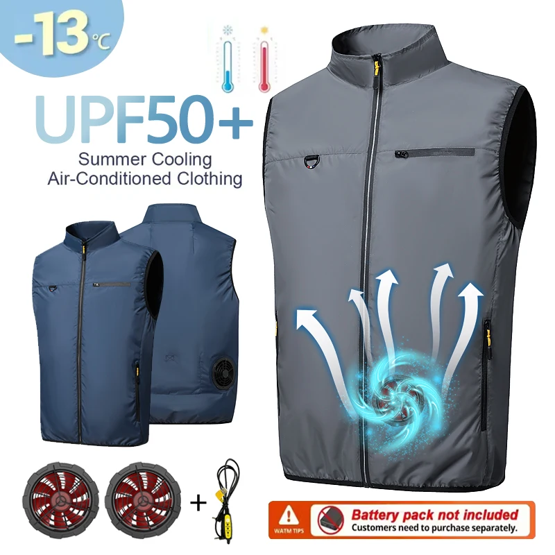 Summer Fan Suit with Two Fans, Cooling Vest, Fan-Cooled Workwear, Unisex Outdoor Casual Wear