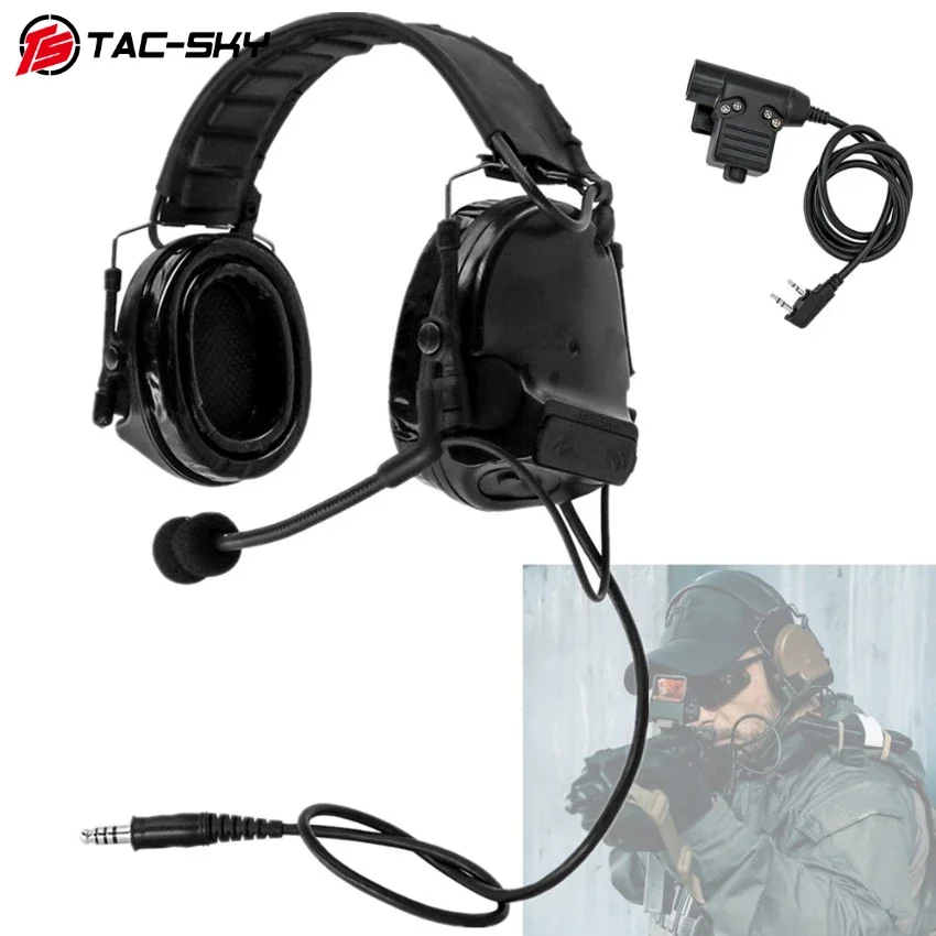 

TAC-SKY COMTA III Tactical Headset Hearing Protection Noise Cancelling Pickup comtac3 Headphones with U94 Ptt for Baofeng Radio