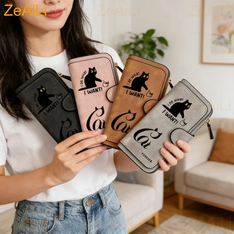 The new design is a highlight Women's Long Wallet features multiple card slots a coin pocket and a cell phone pouch Perfect gift