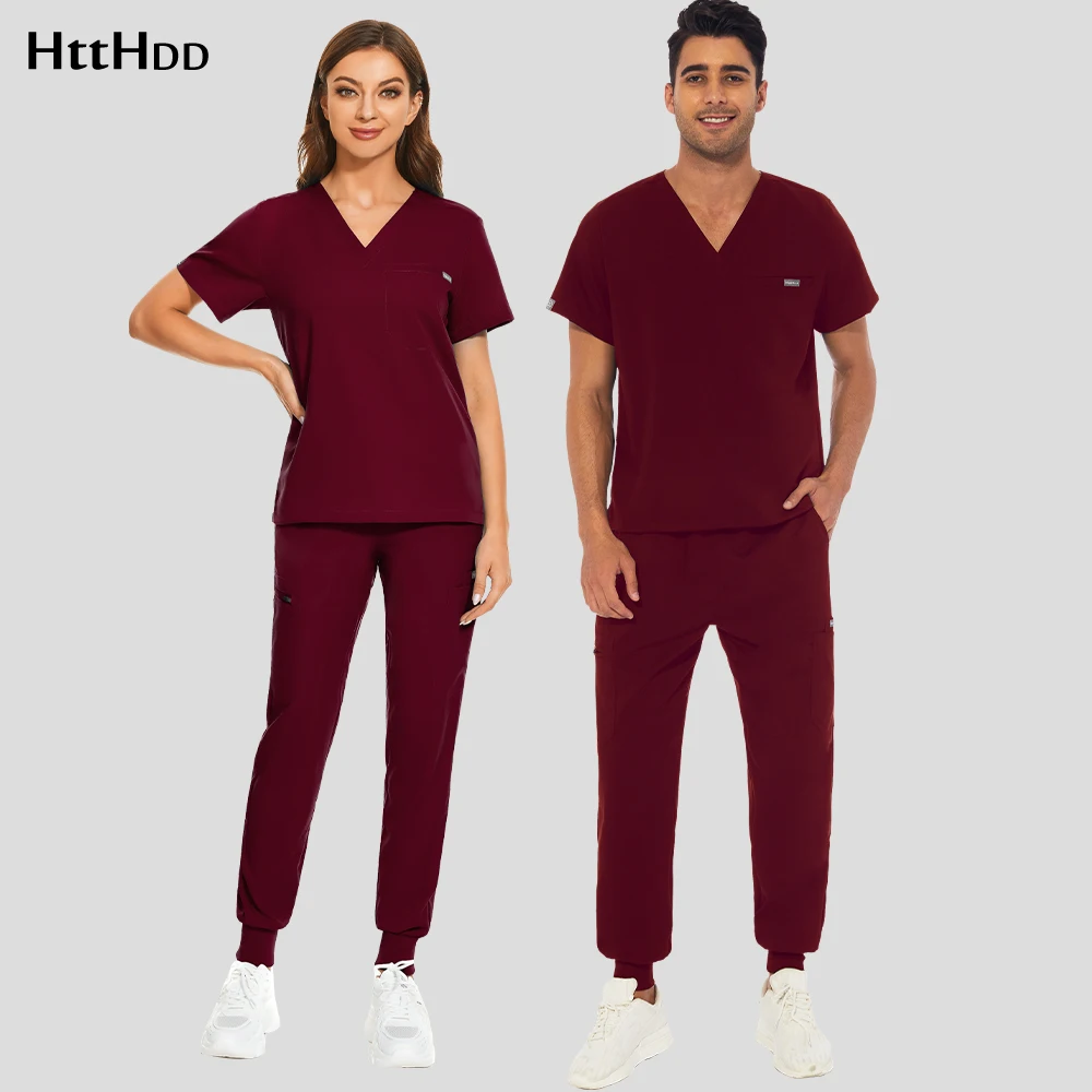 Scrubs camisa topos calças de enfermagem uniformes médicos workwear veterinários roupas de enfermagem médico workwear spa macacão odontologia conjunto