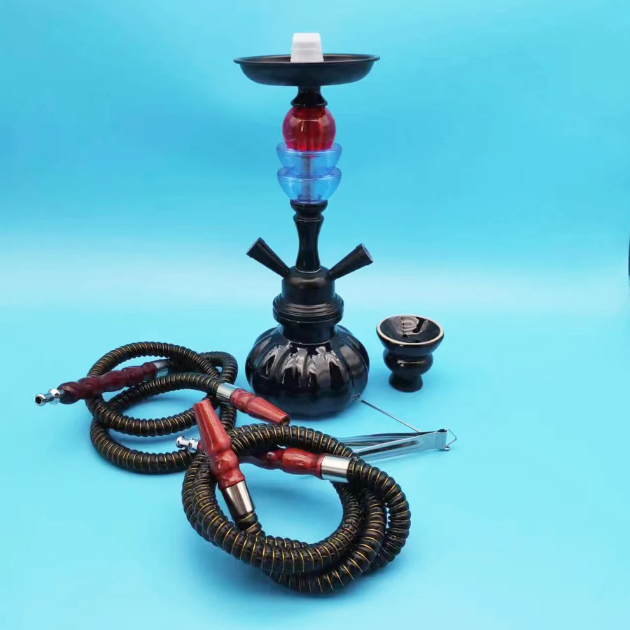 Arabia Hookah Set Small Double Tube Hookah Glass Bottle Ceramic Bowl Hose Water Pipe Shisha Accessories Birthday Gift