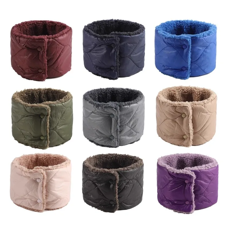 Autumn Winter Velvet Warm Scarf Unisex Windproof Neck Protection Snap Button Cotton Neck Cover Simple Soft Fleece Neck Warmer