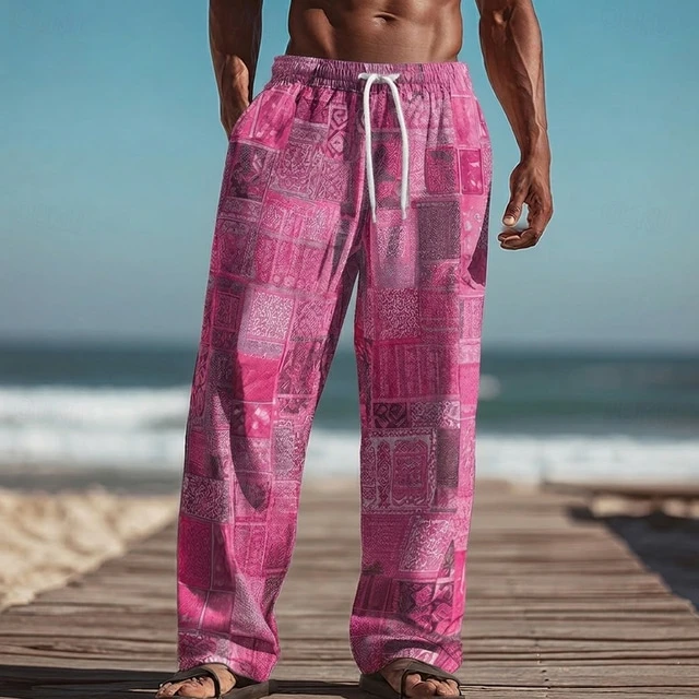 Sommermode Retro Ethno Tribal Bohemian Style 3D-gedruckte Sport- und Freizeithose mit geradem Bein, lockere Herrenhose im Streetwear-Stil – Detail 4