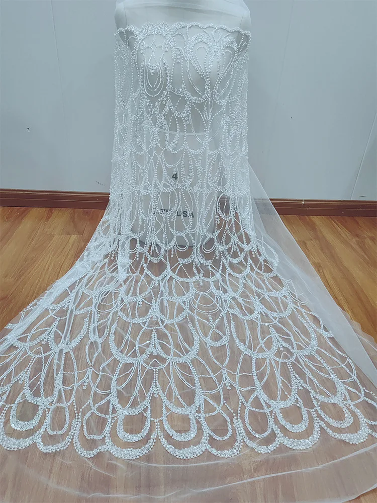 

Мягкая кружевная сетчатая ткань с бусинами и круглой узором, ткань для украшения свадебного платья, аксессуары для одежды «сделай сам»