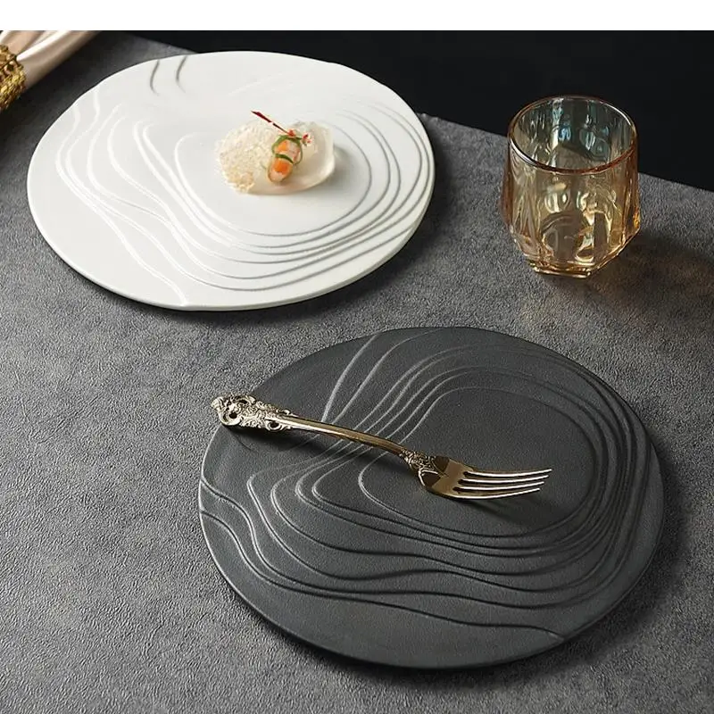 Irregular Terraced Ceramic Dining Plate Solid Color Dessert Snack Sushi Plates Molecular Cooking Tableware