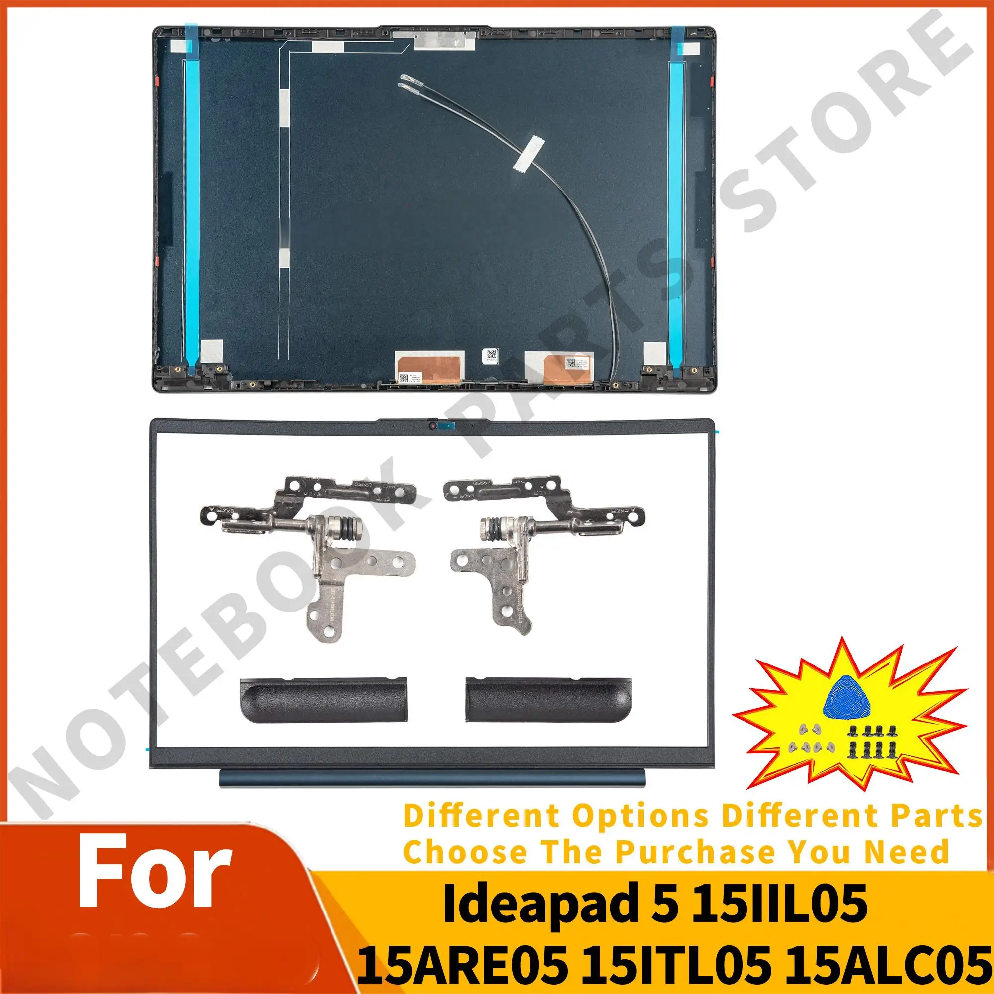 

abyss blue Back Cover/Bezel For Ideapad 5 15ITL05 15ALC05 15IIL05 15ARE05 Top Case Hinges Part Replace Metal 15.6inch