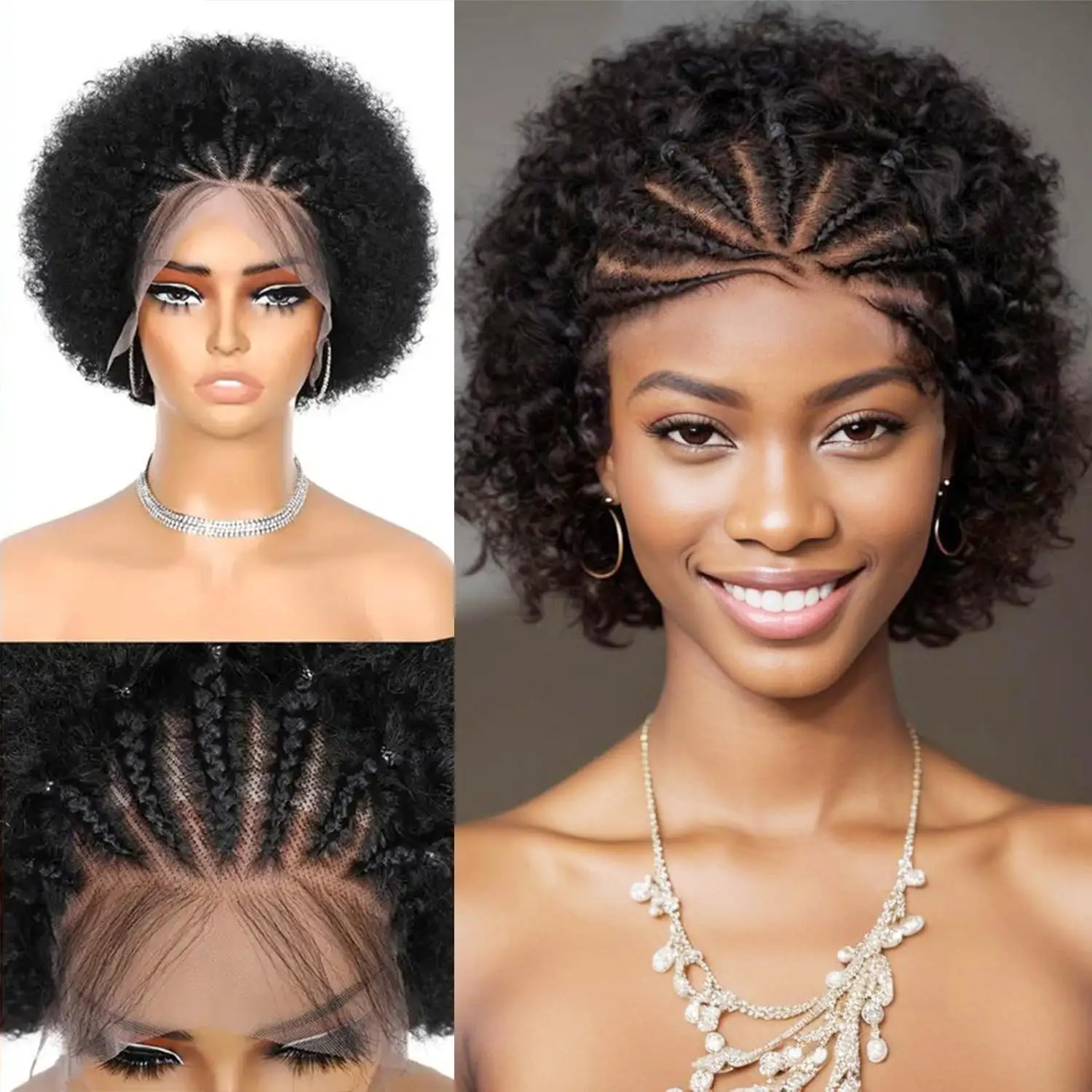 Afro Bogaras Bodor 13X4 csipkével bejárati Műhaj 250% Légzáróság Emberek haja Műhaj vel 8 hüvelykes Félkegyelmű haja Műhaj Brazíliai wigs 100% remy haja wigs