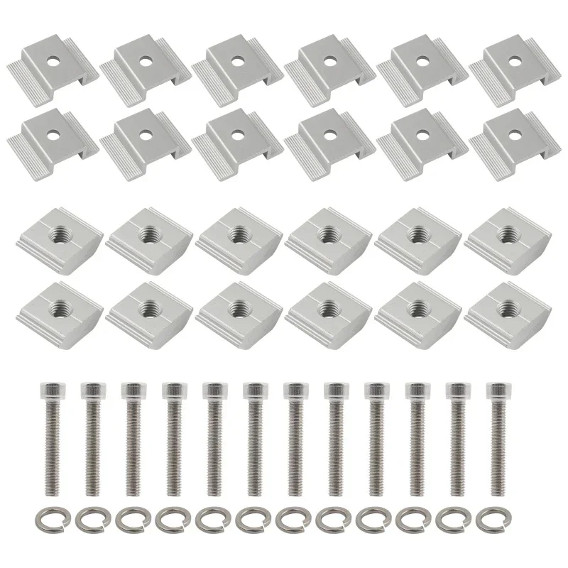12Pcs Solar Panel Mid Clamp 30-50mm Wide PV Module Mounting Bracket Aluminum Alloy Photovoltaic Clips Roof Racking